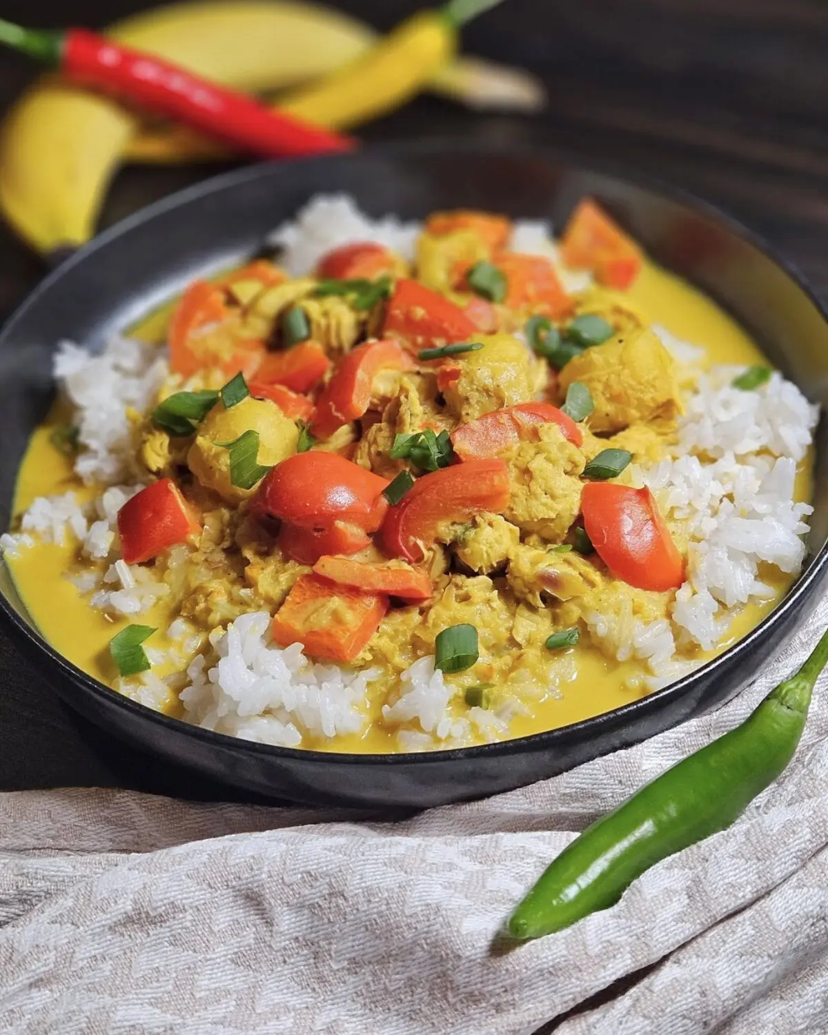 Karibisches Hähnchen-Curry mit Kokosmilch und Reis - Thermomix Rezept