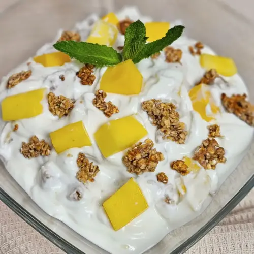Joghurt-Quark-Creme mit Mango und Granola