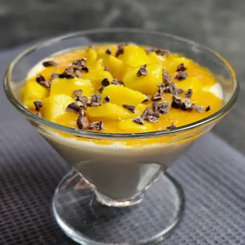High Protein Pfirsich Mango Dessert