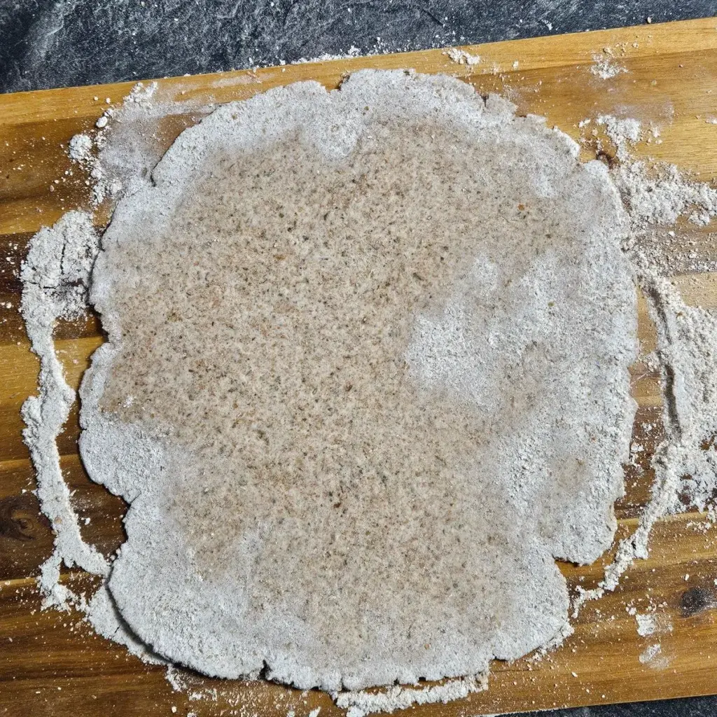 Ausgerollter Skyr-Pizzateig